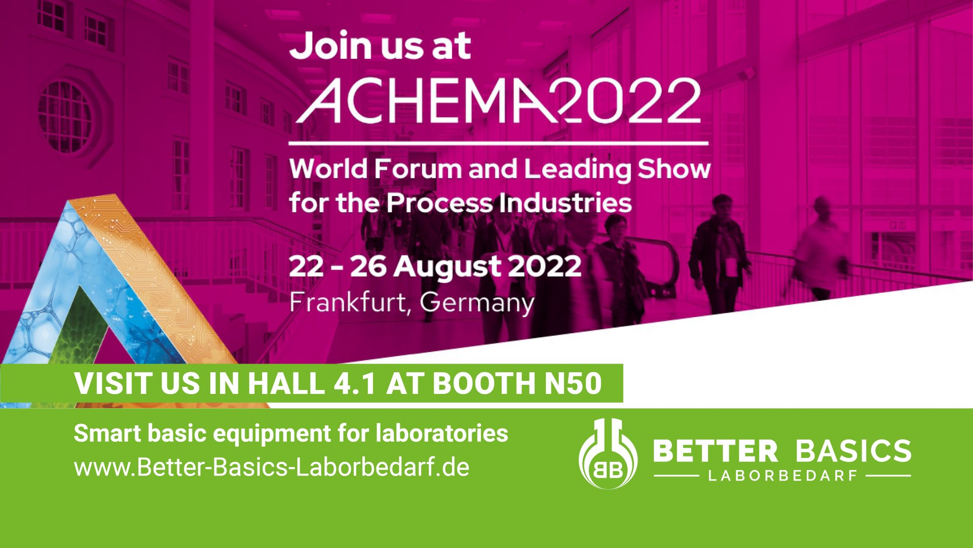 Banner Achema 2022 Better Basics Laboredarf GmbH