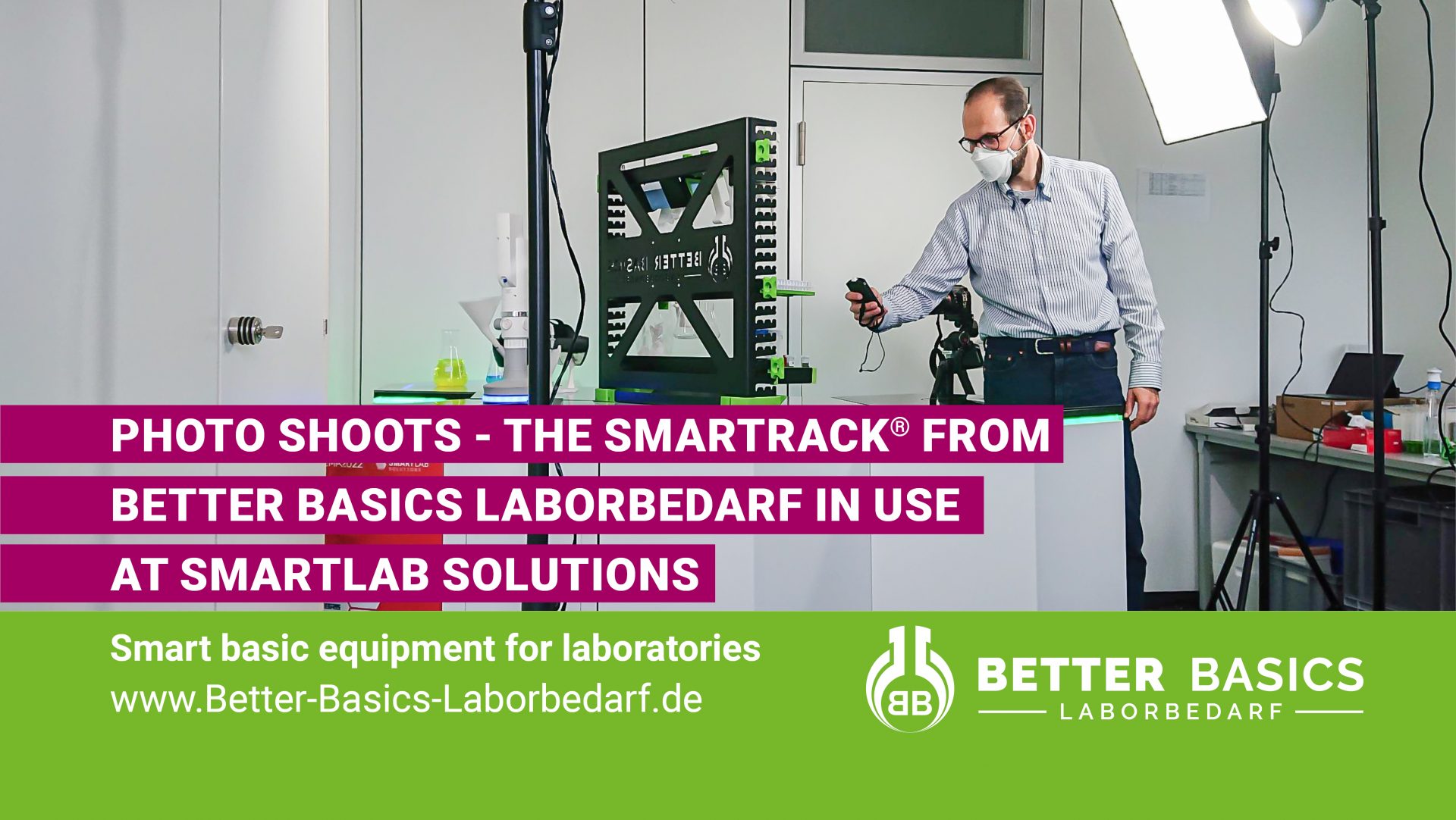 On 27 September 2022, a series of photographs were taken at the offices of SmartLab Solutions GmbH. The SmartRack from Better Basics Laborbedarf GmbH is in use on the iHex honeycombs.