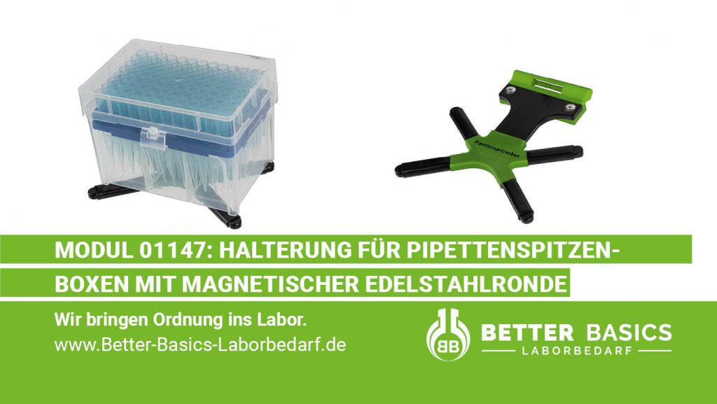 Modul 01147: Halterung für Pipettenspitzenboxen mit magnetischer Edelstahlronde