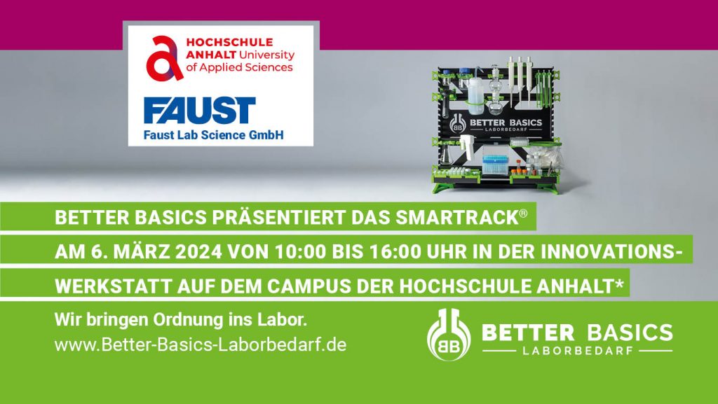Better Basics präsentiert das SmartRack® am 6. März 2024 von 10:00-16:00 Uhr in der Innovationswerkstatt auf dem Campus der Hochschule Anhalt*, Strenzfelder Allee 28, 06406 Bernburg
