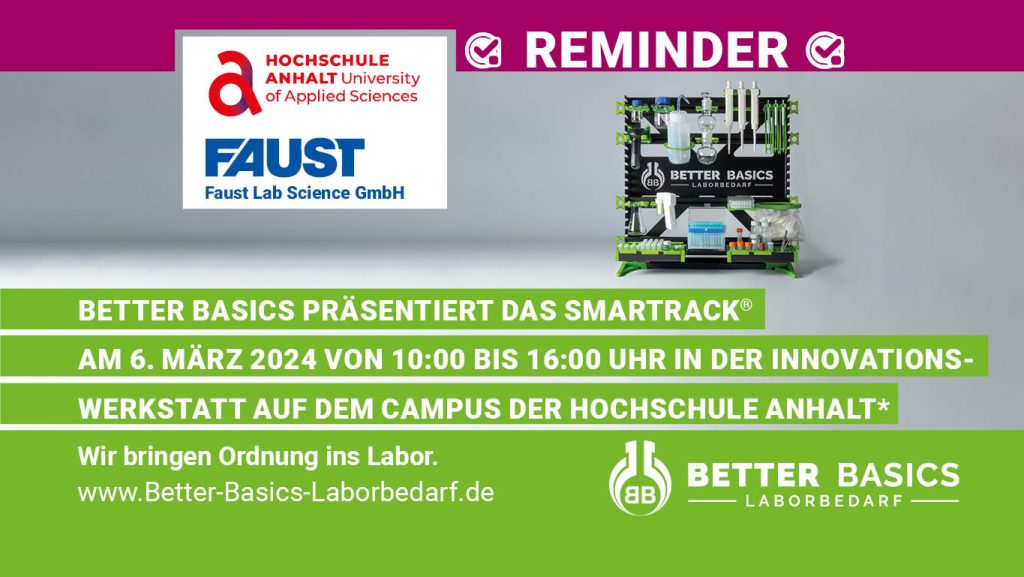 **REMINDER** Better Basics präsentiert das SmartRack® am 6. März 2024 von 10:00-16:00 Uhr in der Innovationswerkstatt auf dem Campus der Hochschule Anhalt*, Strenzfelder Allee 28, 06406 Bernburg