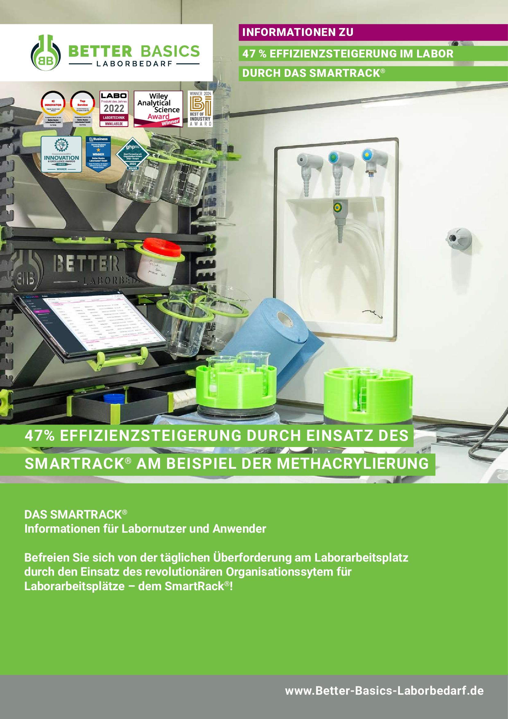 Titelbild des Fylers 47% Effizienzsteigerung durch Einsatz des SmartRack am Beispiel der Methacrylierung