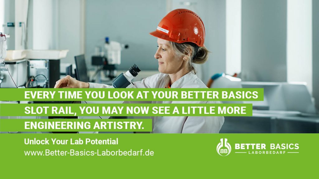 What may appear simple at first glance is, in fact, the result of high-precision engineering. Our patented Better Basics Slot Rail — the core of many of our laboratory organisation solutions and part of SmartSnap, our patented click mechanism