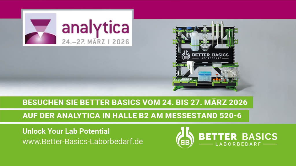 Es wäre uns eine Freude, Sie vom 24. bis 27. März 2026 auf der Analytica in Halle B2, Messestand 520-6, begrüßen zu dürfen. Bei diesem Anlass präsentiert Better Basics seine neuesten Innovationen und Entwicklungen, wie integrative Lösungen zur Labororganisation, die Ihr Laborumfeld revolutionieren werden.