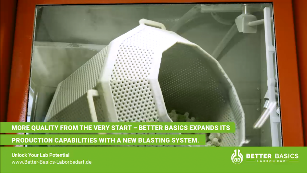 Since this spring, Better Basics has been using a new, state-of-the-art plastic shot blasting system. It handles the post-processing of our SLS-manufactured components made of polyamide 12—thereby improving a crucial step between 3D printing and the final Better Basics products.