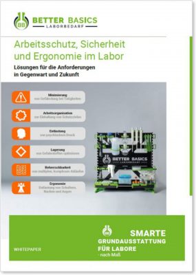 Cover Whitepaper Arbeitsschutz Sicherheit und Ergonomie im Labor der Better Basics Laborbedarf GmbH